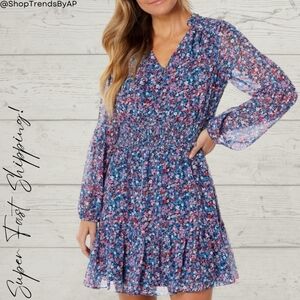 Draper James Smocked Waist Shirt Dress in Spring Whispy Floral